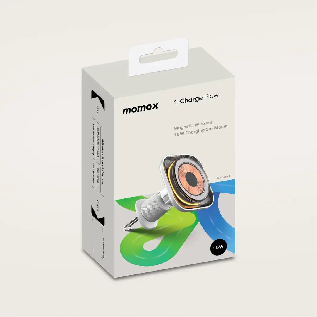 momax Charge FlowMagnetic Wireless Charging Car Mount White CM29W1 - GulfStore.com