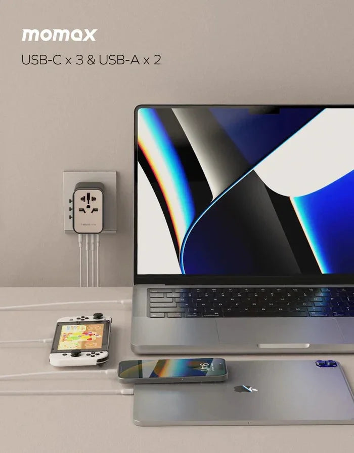 MOMAX 1-World 5-Port Travel Charger 35W