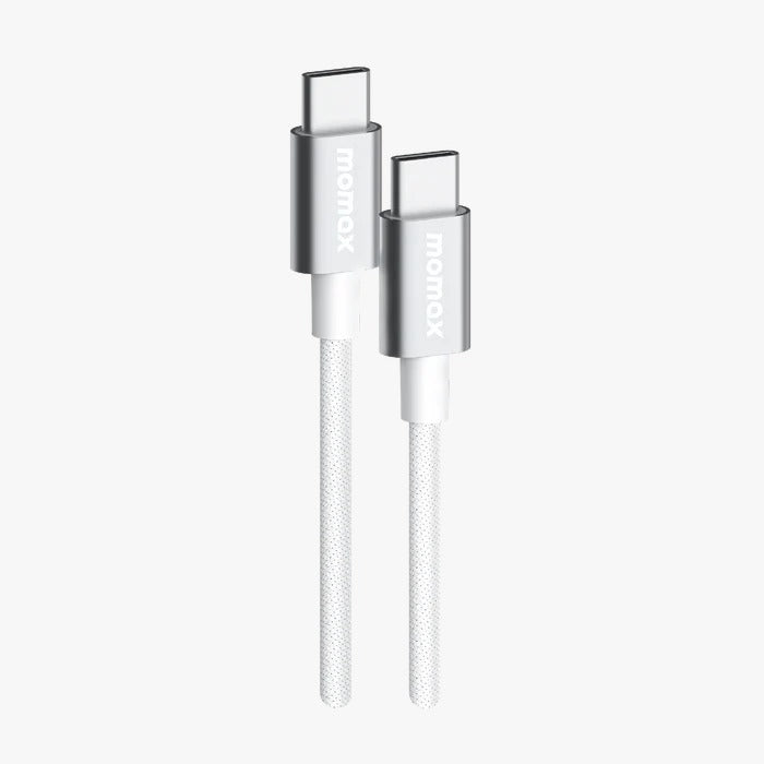 كابل MOMAX Elite USB-C إلى USB-C مضفر بقوة 60 وات بطول 1.5 متر - أبيض