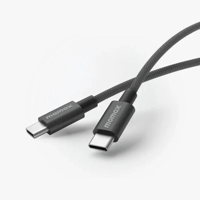 كابل MOMAX Elite USB-C إلى USB-C مضفر بقوة 60 وات بطول 1.5 متر - أسود