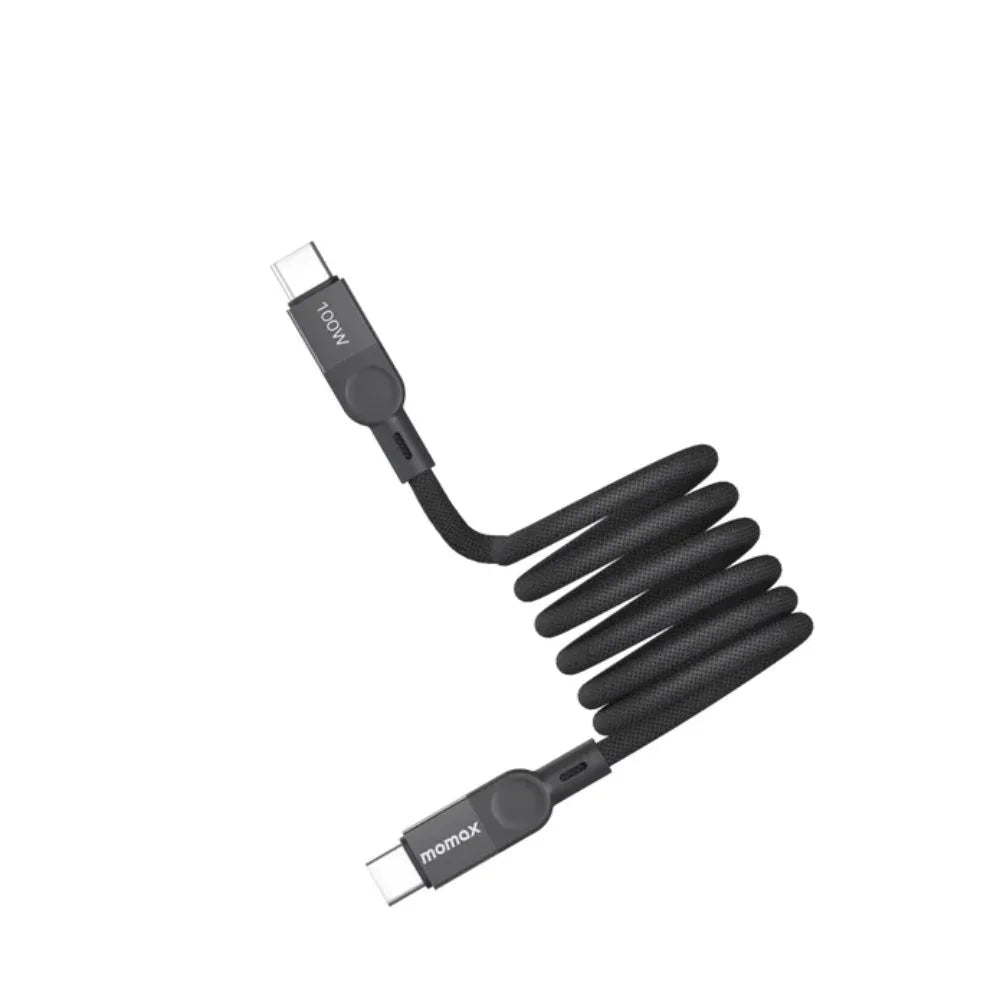 كابل مغناطيسي من موماكس ماج لينك USB-C إلى USB-C بقوة ١٠٠ واط، بطول ٢ متر، أسود DC62D