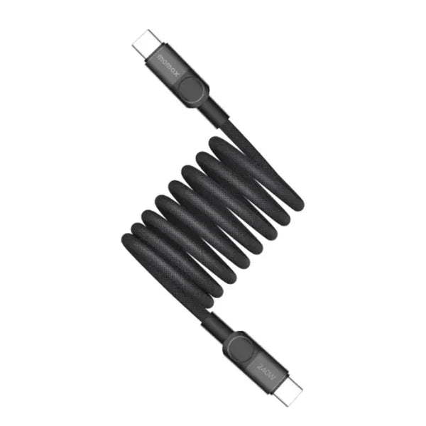 كابل مغناطيسي من موماكس ماج لينك، ٢٤٠ واط، USB-C إلى USB-C، بطول ٢ متر، DC71D | أسود 
