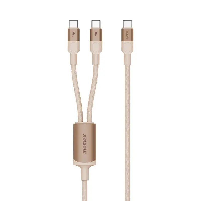 DC56L2 | Momax Mag.link 100W USB-C to Dual USB-C Magnetic Cable 2m  | Desert Titanium