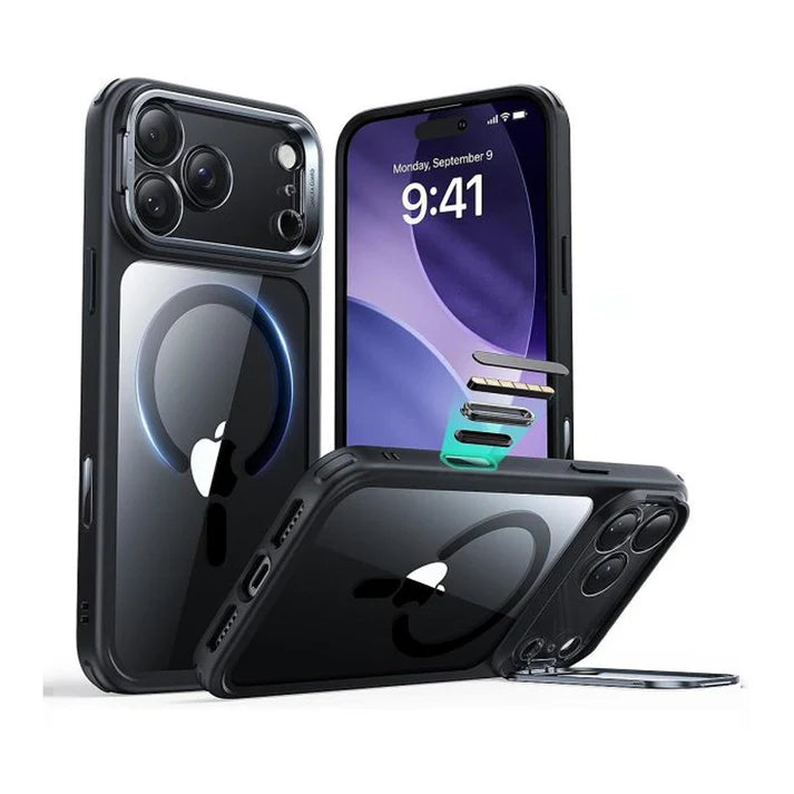 ESR HaloLock Classic Hybrid Case With Stash Stand (Camera Control Button) iPhone 17 Pro Max - Clear Black