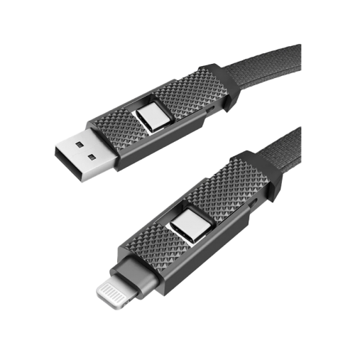 CBL-GC4N1-BLK100 | ENERGEA Bazic Gocharge Alucable | 4-In-1 Aluminium Charging Cable PD Fast Charge| 1M | Black - GulfStore.com
