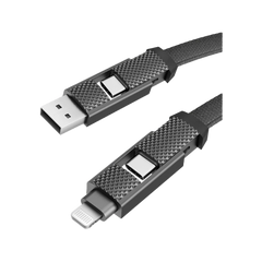 CBL-GC4N1-BLK100 | ENERGEA Bazic Gocharge Alucable | 4-In-1 Aluminium Charging Cable PD Fast Charge| 1M | Black - GulfStore.com