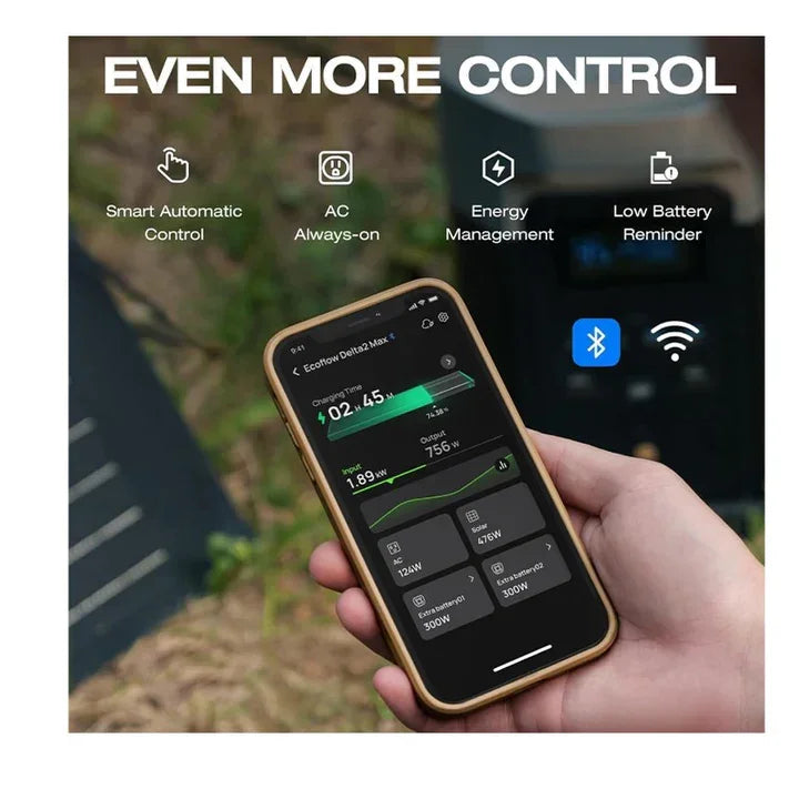 محطة الطاقة المحمولة EcoFlow DELTA 2 Max بسعة 2084 واط في الساعة، ومخرجات مقدرة تبلغ 2400 واط، وتقنية X-Boost حتى 3100 واط