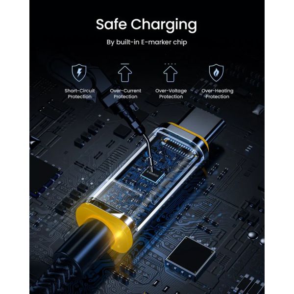 AOHI Magline+140W Nylon USB C to USB C LED Display Cable 1.2M - Black