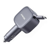 Anker Nano Car Charger (75W, USB-C Port, Built-in Retractable USB-C Cable) -Silver