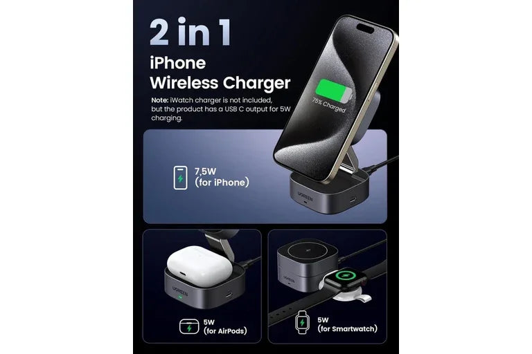 W526 | UGREEN | 2-in-1 Magnetic Wireless Charger35278 7.5W | 35278