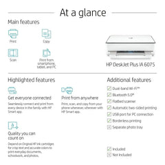 HP DeskJet Plus Ink Advantage 6075 All-In-One Printer - White - GulfStore.com