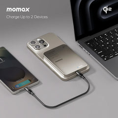 IP129Q2L | Momax 1-Power Q.Pass 5000mAh Qi2 Magnetic Wireless Battery Pack | Titanium - GulfStore.com