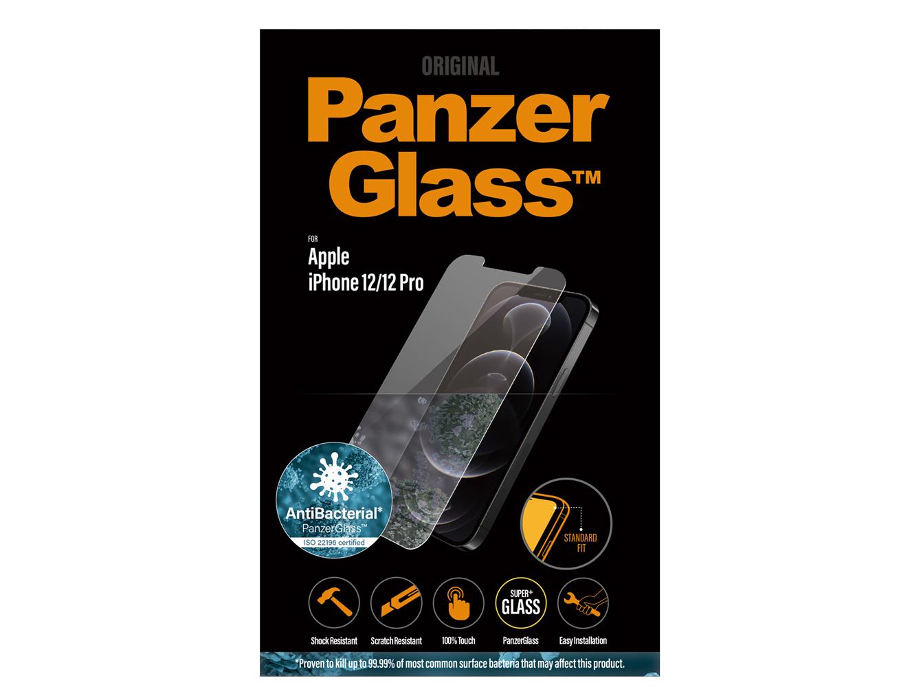 PanzerGlass Standard Fit Anti-Bacterial Screen Protector for iPhone 12/12 Pro