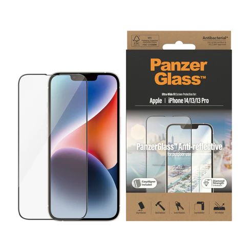 PanzerGlass™ Anti-reflective Screen Protector Apple iPhone 14 | 13 | 13 Pro | Ultra-Wide Fit w. EasyAligner - 2787
