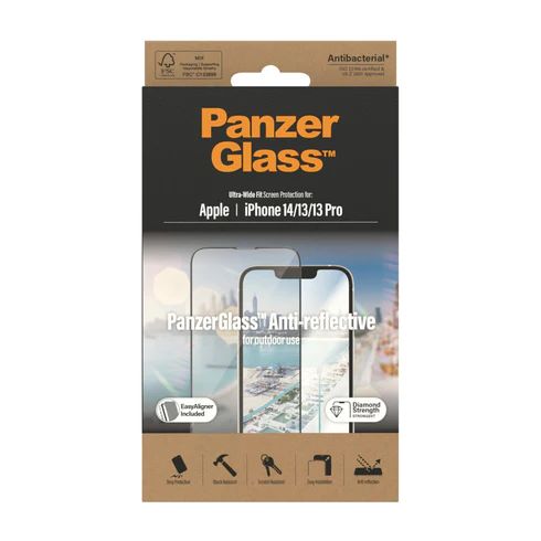 PanzerGlass™ Anti-reflective Screen Protector Apple iPhone 14 | 13 | 13 Pro | Ultra-Wide Fit w. EasyAligner - 2787