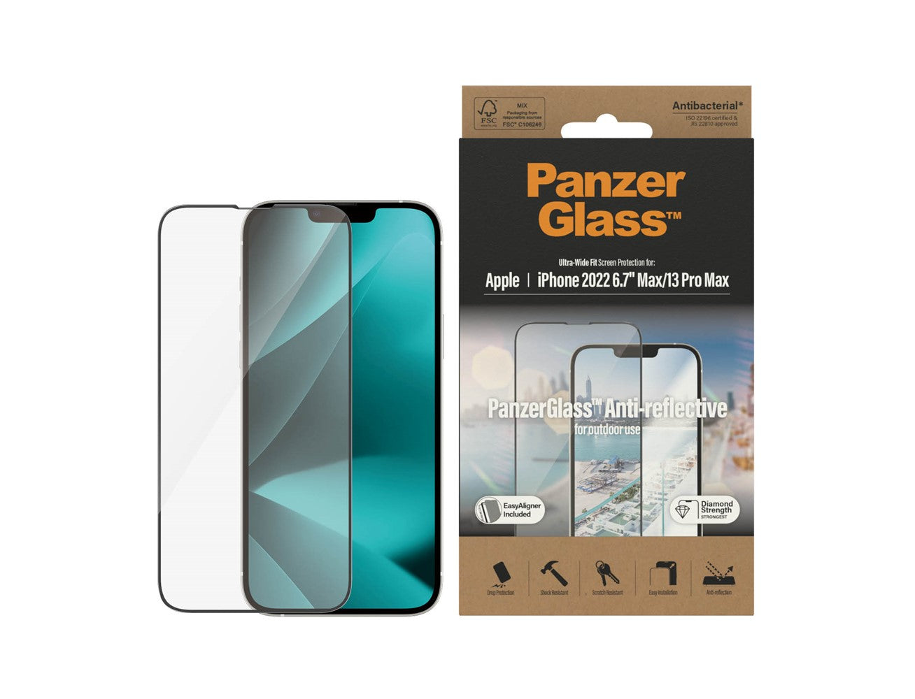 PanzerGlass™ Anti-Reflective Screen Protector Apple iPhone 14 Plus | 13 Pro Max | Ultra-Wide Fit w. EasyAligner - 2789