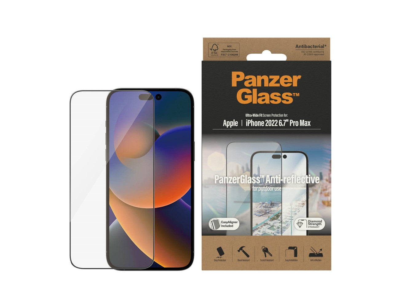 PanzerGlass™ Anti-Reflective Screen Protector Apple iPhone 14 Pro Max | Ultra-Wide Fit w. EasyAligner - 2790