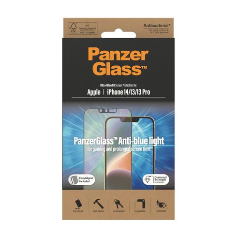PanzerGlass™ Anti-blue light Screen Protector Apple iPhone 14 | 13 | 13 Pro | Ultra-Wide Fit w. EasyAligner - 2791
