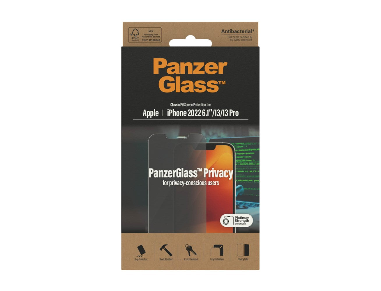 PanzerGlass™ Privacy Screen Protector Apple iPhone 14 | 13 | 13 Pro | Classic Fit - P2767