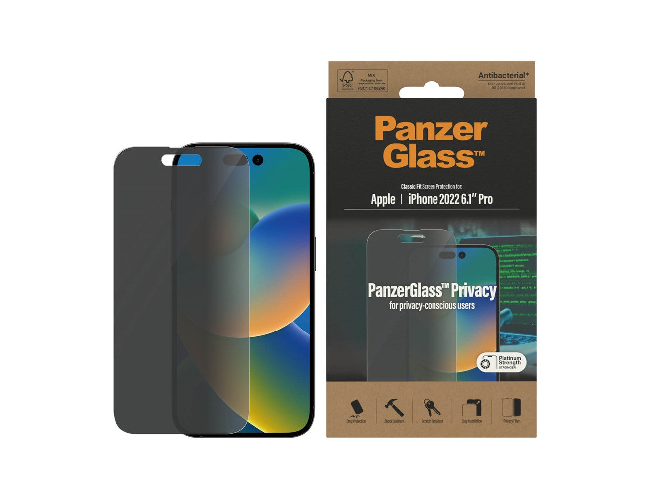 PanzerGlass™ Privacy Screen Protector Apple iPhone 14 Pro | Classic Fit - P2768