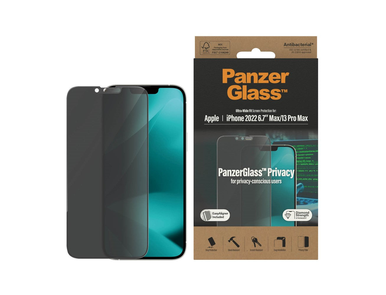 PanzerGlass™ Privacy Screen Protector Apple iPhone 14 Plus | 13 Pro Max | Ultra-Wide Fit w. EasyAligner - P2785