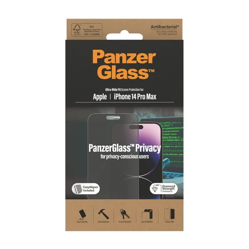PanzerGlass™ Privacy Screen Protector Apple iPhone 14 Pro Max | Ultra-Wide Fit w. EasyAligner - P2786