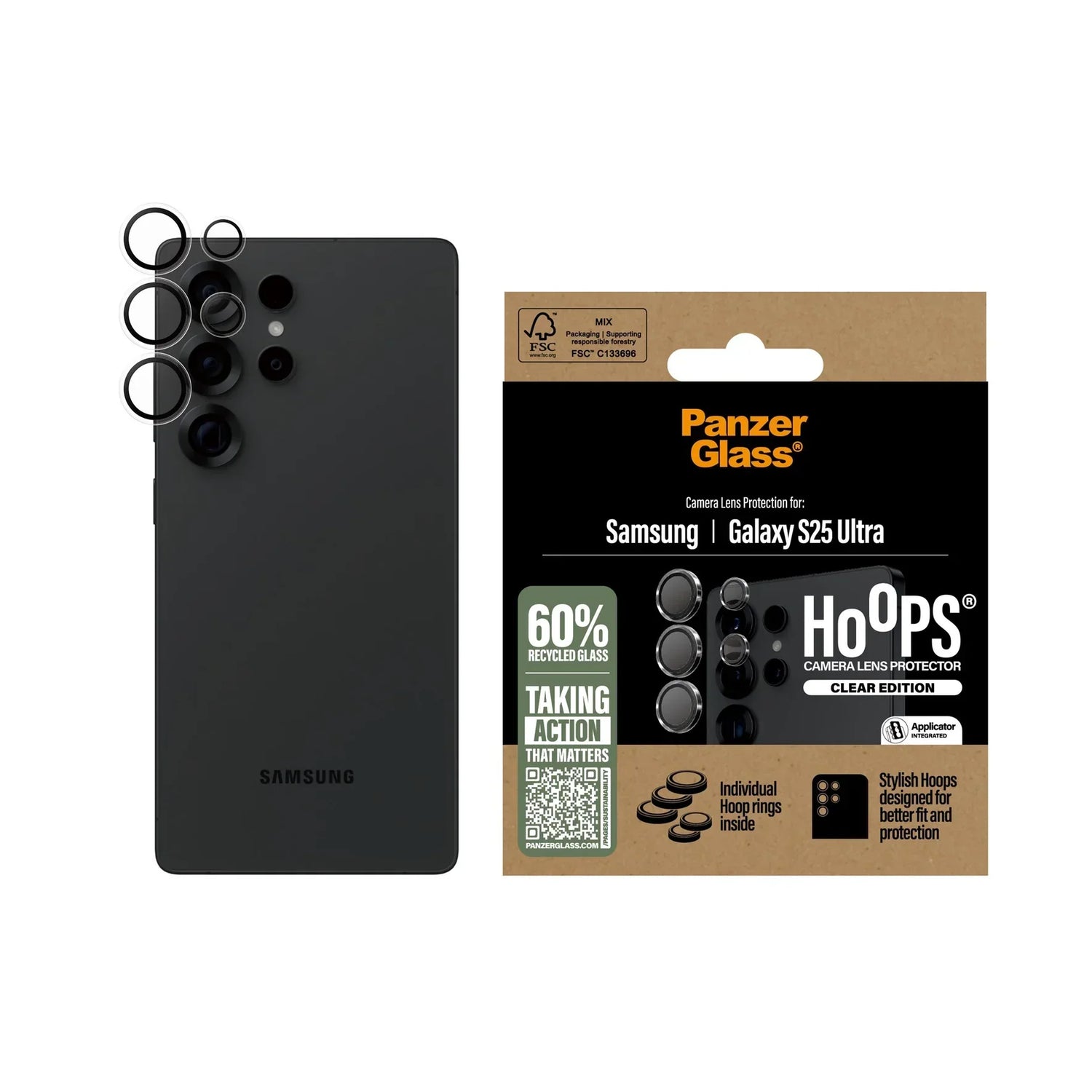 PanzerGlass® Hoops® Transparent Camera Lens Protector Samsung Galaxy S25 Ultra