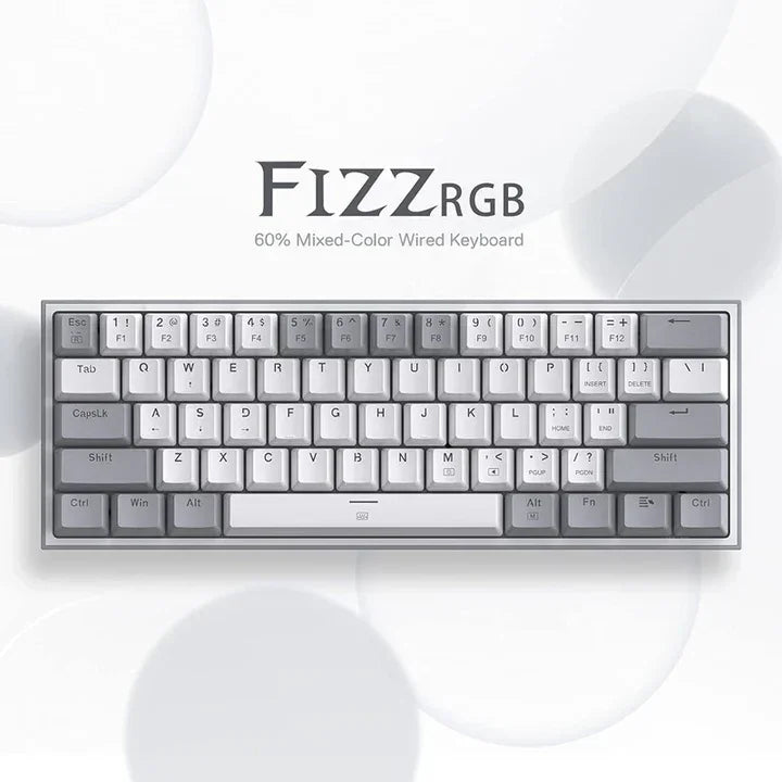 Redragon Fizz Rgb Wired Mechanical Gaming Keyboard - White/grey (Dust-proof Red) (English&arabic)