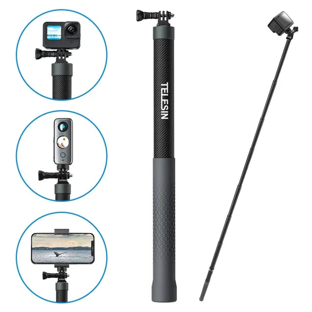 Telesin Third Generation 3.0m Carbon fiber selfie stick for action cameras