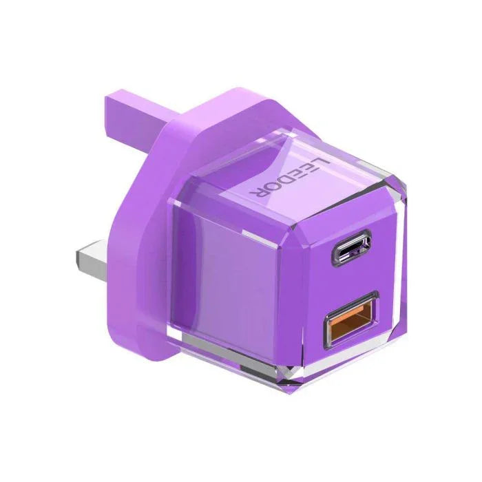 LD-105Q , LEEDOR ADAPTOR PD20W+QC18W CRYSTAL GLASS , PURPLE