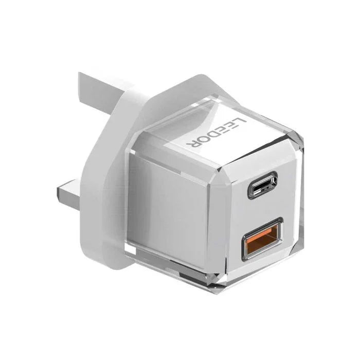 LD-105Q , LEEDOR ADAPTOR PD20W+QC18W CRYSTAL GLASS , WHITE