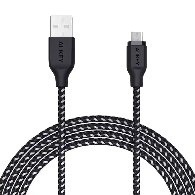 Aukey Braided Nylon USB 2.0 to Micro USB Cable 2m/6.6ft – Black