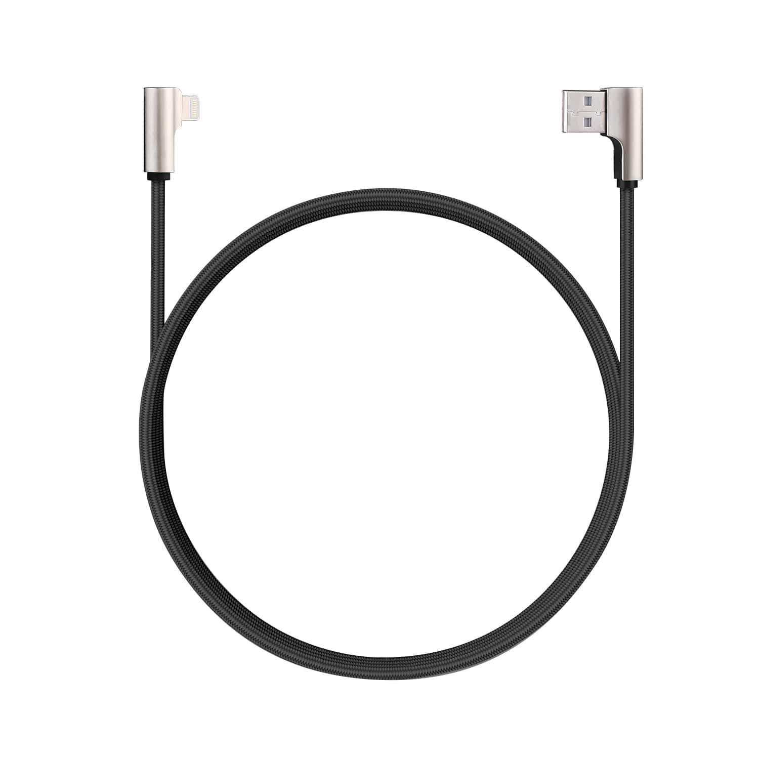 CB-BAL6 | Aukey 90 Degree Braided Nylon Sync & Charge Lightning Cable | 1.2 M / 3.95ft - GulfStore.com