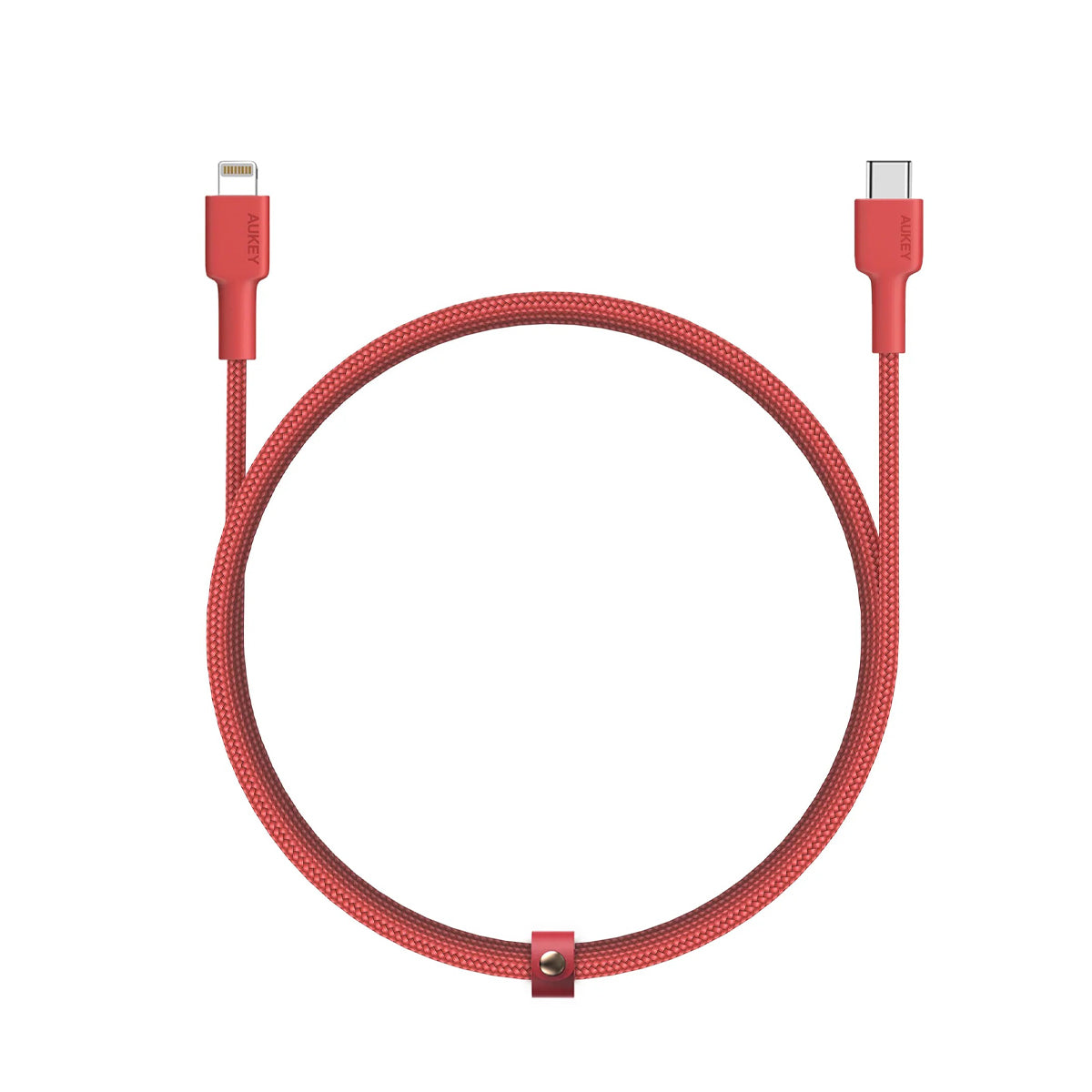 Aukey CB-CL2 MFI Braided Nylon USB C To Lightning Cable 2 meter – Red , LLTSN1004572,CB-CL2 RED