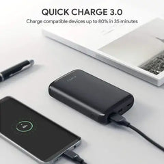 AUKEY, Power Bank 10000MAH USB-C Portable with Quick Charge 3.0 - Black - GulfStore.com