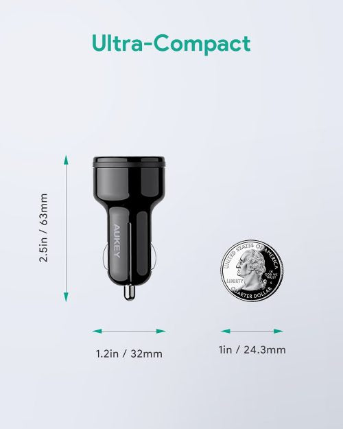 AUKEY, 36W 2-port Car Charger with PD 3.0 , CC-Y18 BK