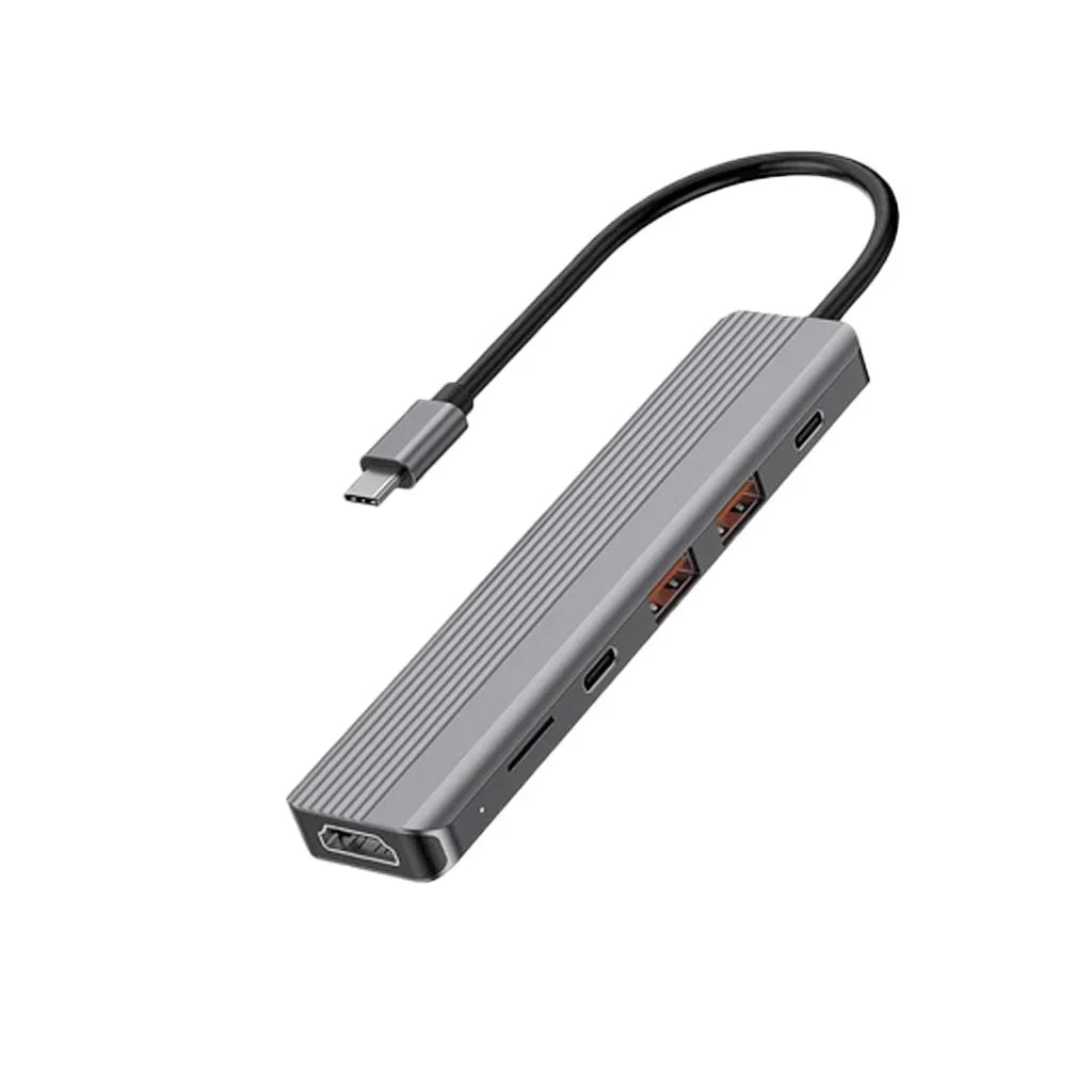 موزع Powerology 6 في 1 رفيع 4K HDMI USB-C