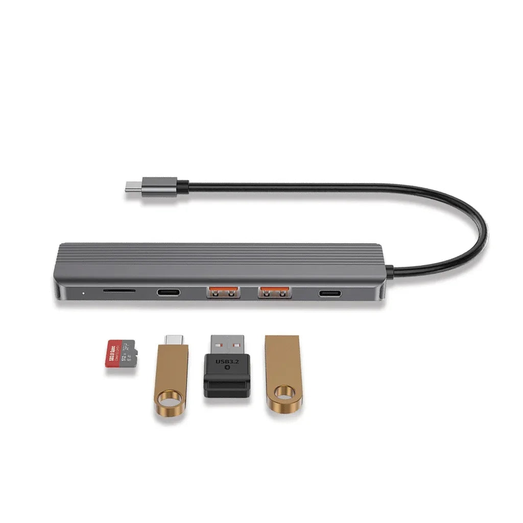 موزع Powerology 6 في 1 رفيع 4K HDMI USB-C
