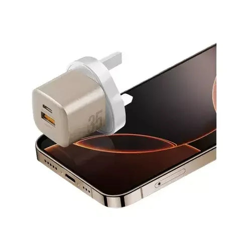 ENERGEA | Ampcharge 1-Port USB-C And 1-Port USB-A 35W GaN Wall Charger | Gun metal