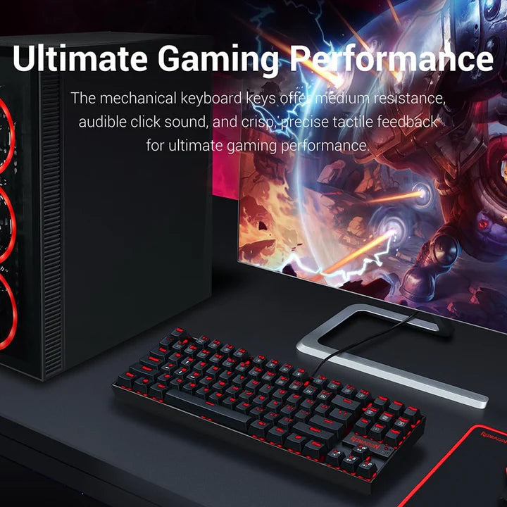 Redragon Kumara K552 Mechanical 60% TKL RED Backlit Gaming Keyboard - Black