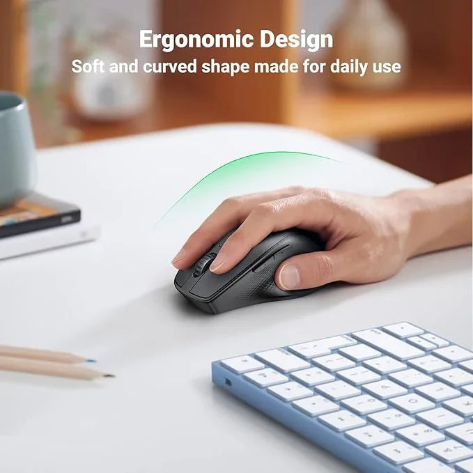 UGREEN Wireless Bluetooth Mouse (BT 5.0+2.4G), 4000DPI Ergonomic Mouse for Laptop, Tablet, PC Mouse Compatible with Windows macOS Android iOS Linux (Black)