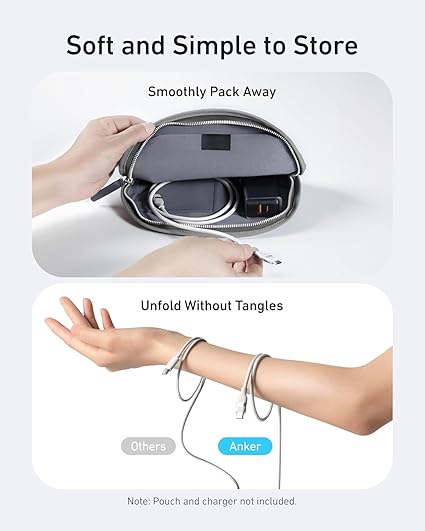 A82E2021 | كابل أنكر نانو USB-C إلى USB-C | 240 واط | 3 أقدام / 0.9 متر | معاد تصنيعه - مضفر | أبيض