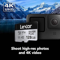 128GB Lexar® Professional SILVER PLUS microSDXC™ UHS-I cards, up to 205MB/s read 150MB/s write C10 V30 U3 - GulfStore.com