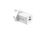 شاحن حائط Levore 33 وات 1XUSB-C PD و1XUSB-A QC3 - أبيض - LGW121-WH