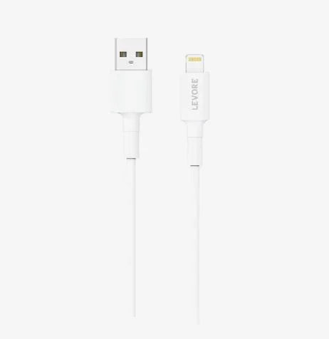 Levore - كابل USB-A إلى Lightning، معتمد من MFI، 1.0 متر - أبيض - LCS111-WH