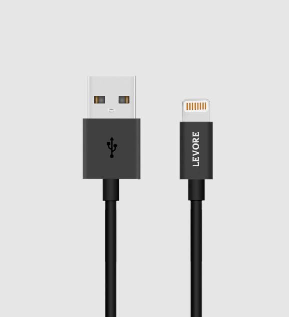 Levore - USB-A to Lightning Cable, MFI Certified, 1.8M - Black -LCS112-BK