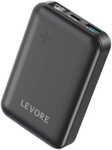 باور بانك ليفور 10000 مللي أمبير، شحن سريع مع منفذ USB-A PD22.5W ومنفذ USB-C PD20W - أسود - LP221-BK