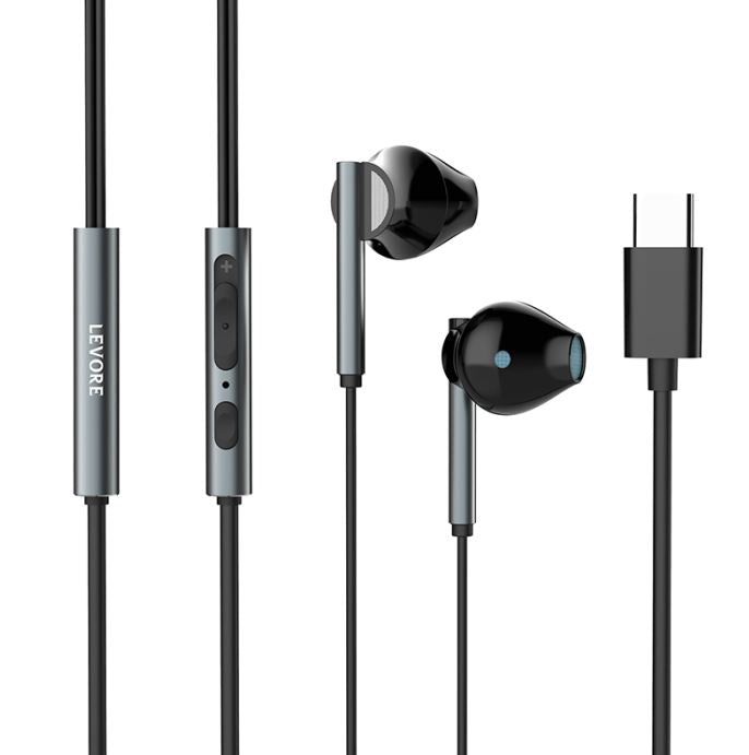 Levore Wired earphones with TYPE-C Connector - Black - LEW31-BK