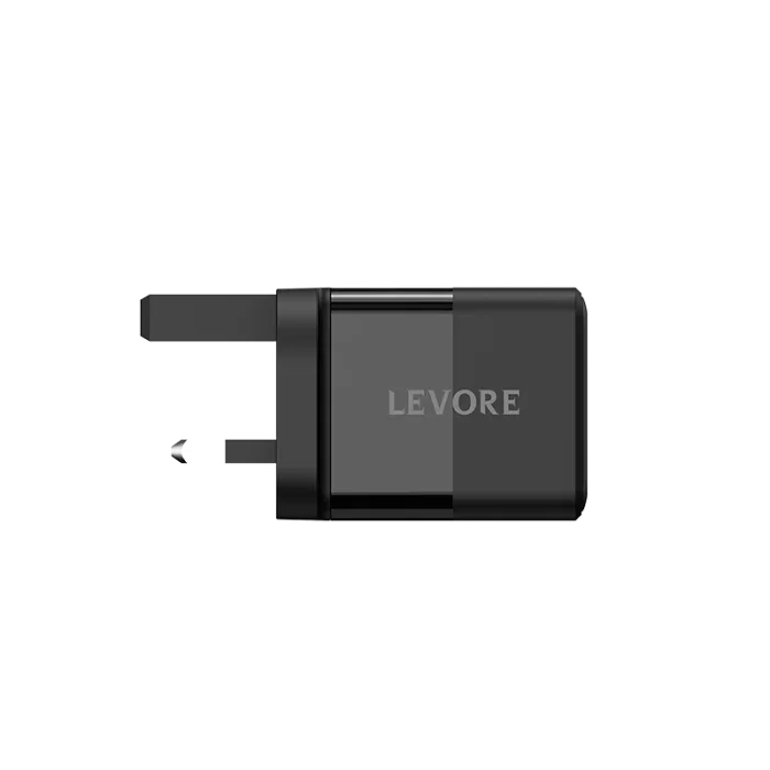 شاحن حائط Levore 20 وات 1XUSB-C محول شحن سريع - أسود - LGW112-BK