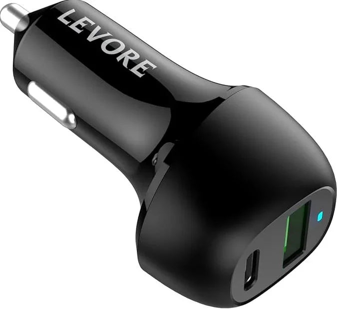 شاحن سيارة Levore 45 وات 1XUSB-C PD و1XUSB-A QC3 - أسود - LGC123-BK